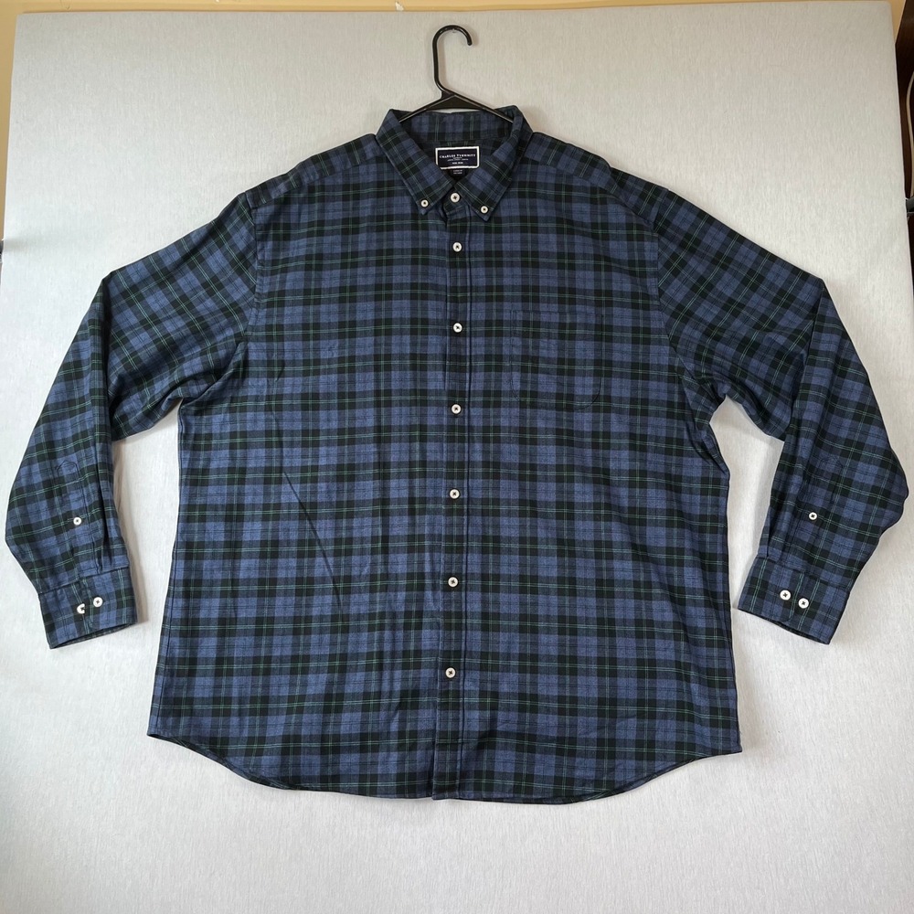 Charles Tyrwhitt Flannel Shirt Mens XXXL Classic Fit Non-Iron Plaid Button Down